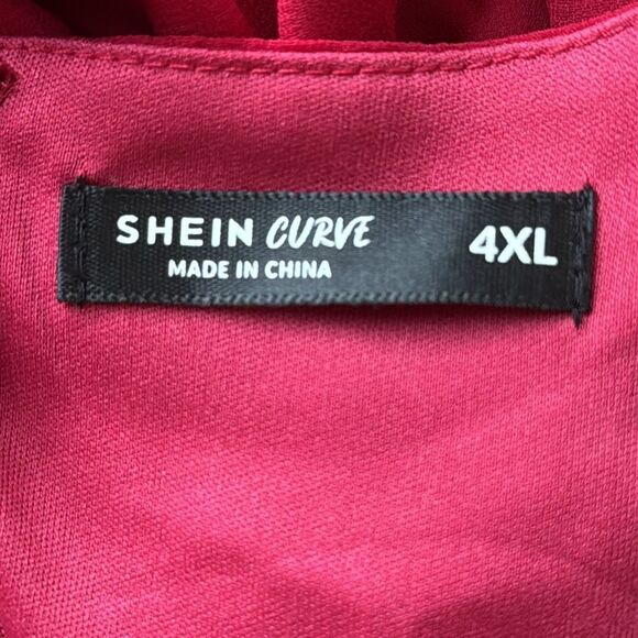 SHEIN Curve Belle Plus Butterfly Sleeve Ruffle Trim Split Thigh Chiffon Size 4XL - Picture 5 of 6